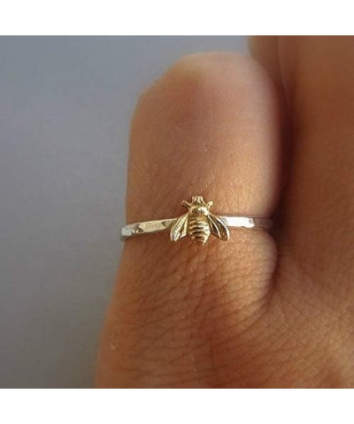 Fashion Cute Gold Bee Ring for Women Teens Girls Finger Wrap Around Craft Handmade Animal Lucky Honey Bee Knuckle Ring (6) 7 ...