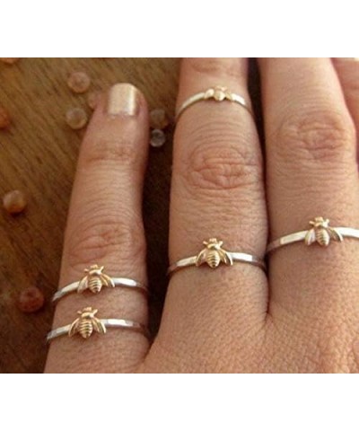 Fashion Cute Gold Bee Ring for Women Teens Girls Finger Wrap Around Craft Handmade Animal Lucky Honey Bee Knuckle Ring (6) 7 ...