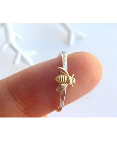 Fashion Cute Gold Bee Ring for Women Teens Girls Finger Wrap Around Craft Handmade Animal Lucky Honey Bee Knuckle Ring (6) 7 ...