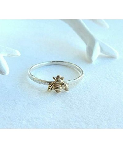 Fashion Cute Gold Bee Ring for Women Teens Girls Finger Wrap Around Craft Handmade Animal Lucky Honey Bee Knuckle Ring (6) 7 ...