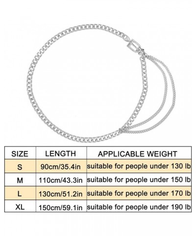 Chain Belt for Women Gold Multilayer Waist Chain Dress Body Chains for Girls Silver XL: 150CM/59.1IN $10.99 Body Jewelry