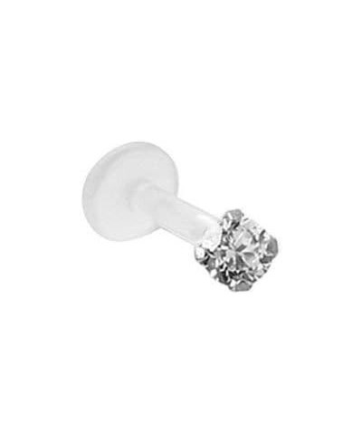 925 Sterling Silver Labret Nose Ring Stud Bioflex Post 3/16, 1/4, 9/32, 5/16, 3/8 2.5mm CZ 16G or 18G 18G -Red -Nose Screw Po...