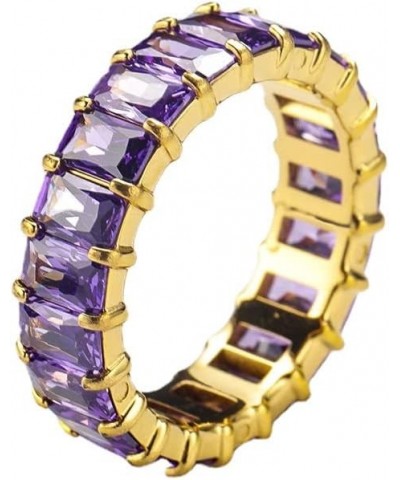 Women's Stainless Steel Colorful Zircon Gemstone Ring Size 6-10 6 Gold-Purple $10.25 Rings