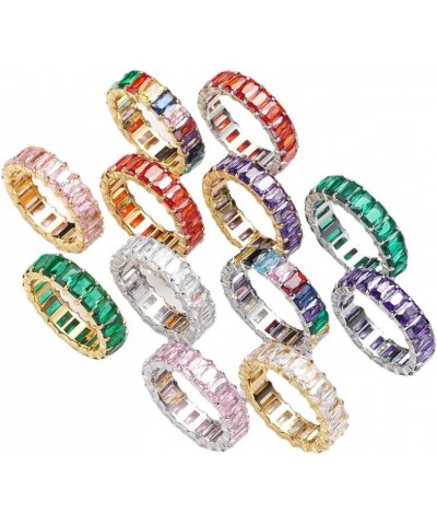 Women's Stainless Steel Colorful Zircon Gemstone Ring Size 6-10 6 Gold-Purple $10.25 Rings