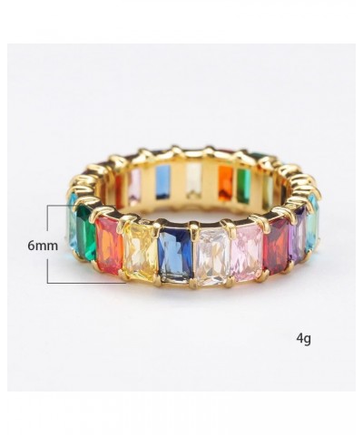 Women's Stainless Steel Colorful Zircon Gemstone Ring Size 6-10 6 Gold-Purple $10.25 Rings