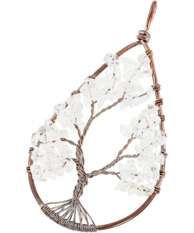 Tumbled Stone Tree of Life Teardrop Pendant Necklaces for Unisex alloy rock quartz stone $10.79 Necklaces