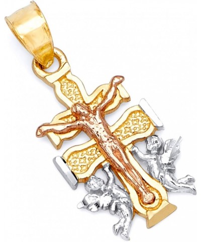 14k REAL Tri Color Gold Religious Cross of Caravaca Charm Pendant $34.80 Pendants