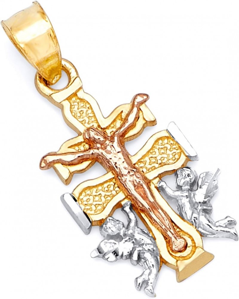 14k REAL Tri Color Gold Religious Cross of Caravaca Charm Pendant $34.80 Pendants