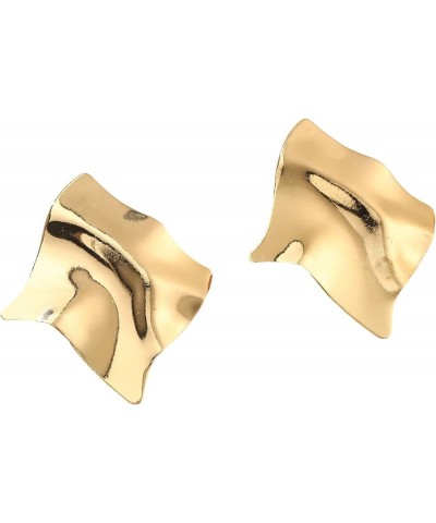 Women's 1 Pair Geometric Gold Plated Stud Earring Irregular Square Statement Modern Texture Earrings One-Size Gold $9.68 Earr...