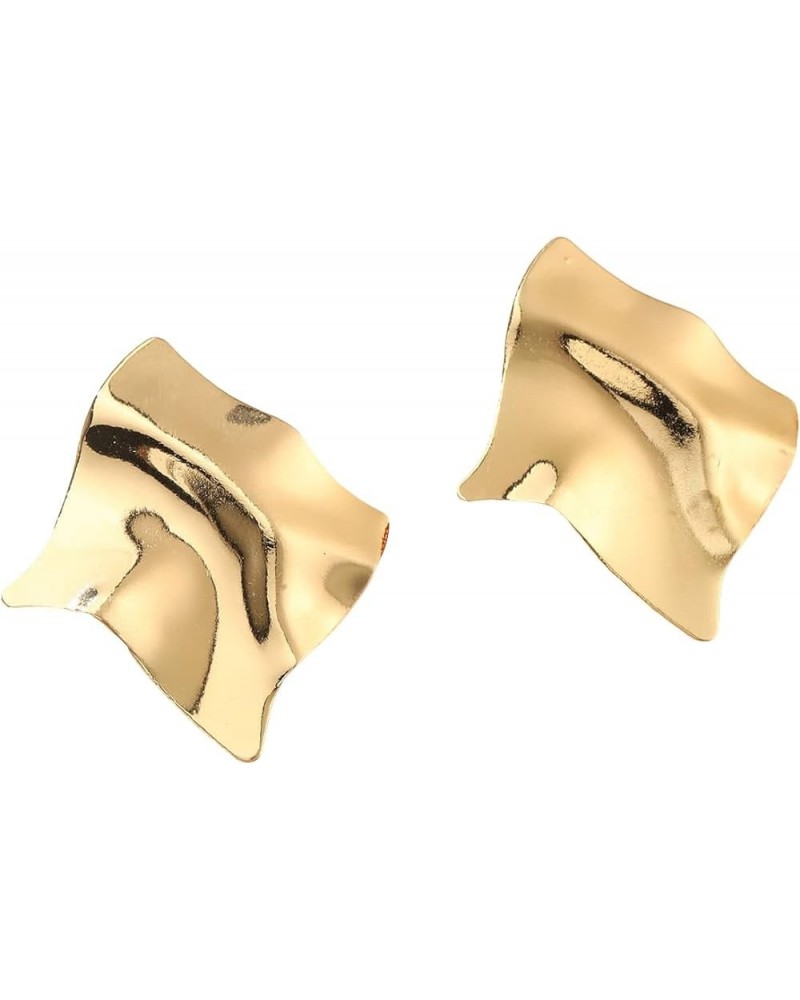 Women's 1 Pair Geometric Gold Plated Stud Earring Irregular Square Statement Modern Texture Earrings One-Size Gold $9.68 Earr...