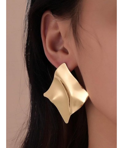 Women's 1 Pair Geometric Gold Plated Stud Earring Irregular Square Statement Modern Texture Earrings One-Size Gold $9.68 Earr...