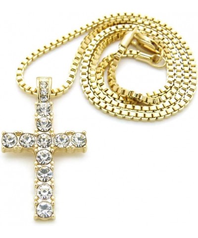 Micro Cross Pendant 20 inches to 24 inches Various Chain Necklace in Gold Tone Gold - 2mm 20" Box Chain $12.64 Necklaces