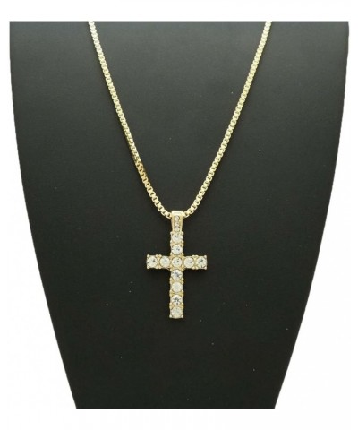 Micro Cross Pendant 20 inches to 24 inches Various Chain Necklace in Gold Tone Gold - 2mm 20" Box Chain $12.64 Necklaces