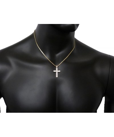 Micro Cross Pendant 20 inches to 24 inches Various Chain Necklace in Gold Tone Gold - 2mm 20" Box Chain $12.64 Necklaces