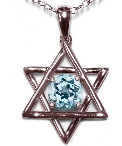 10k Gold Jewish Star of David Pendant Necklace Simulated Aquamarine White Gold $107.24 Necklaces