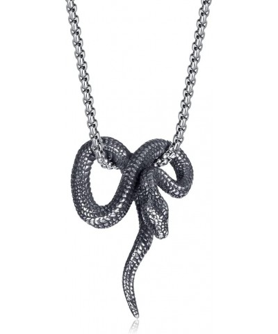 Gothic Snake Pendant Necklace Men's Stainless Steel Vintage Punk Animal Chain Statement Fashion Cocktail Party Hip Hop Cool C...