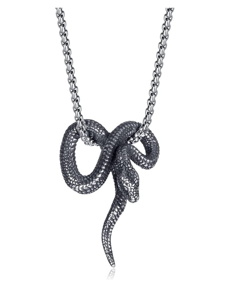 Gothic Snake Pendant Necklace Men's Stainless Steel Vintage Punk Animal Chain Statement Fashion Cocktail Party Hip Hop Cool C...