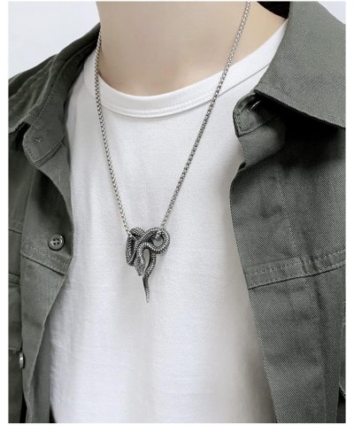 Gothic Snake Pendant Necklace Men's Stainless Steel Vintage Punk Animal Chain Statement Fashion Cocktail Party Hip Hop Cool C...