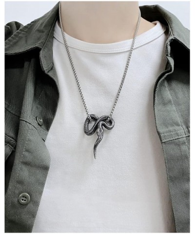 Gothic Snake Pendant Necklace Men's Stainless Steel Vintage Punk Animal Chain Statement Fashion Cocktail Party Hip Hop Cool C...