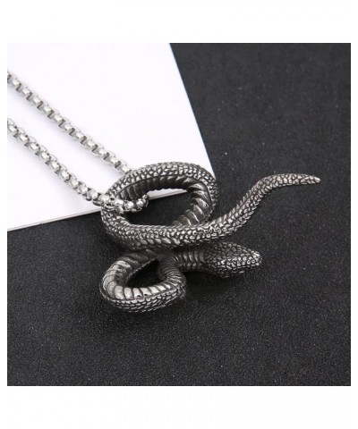 Gothic Snake Pendant Necklace Men's Stainless Steel Vintage Punk Animal Chain Statement Fashion Cocktail Party Hip Hop Cool C...