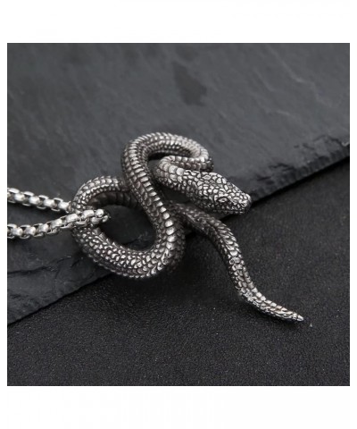 Gothic Snake Pendant Necklace Men's Stainless Steel Vintage Punk Animal Chain Statement Fashion Cocktail Party Hip Hop Cool C...