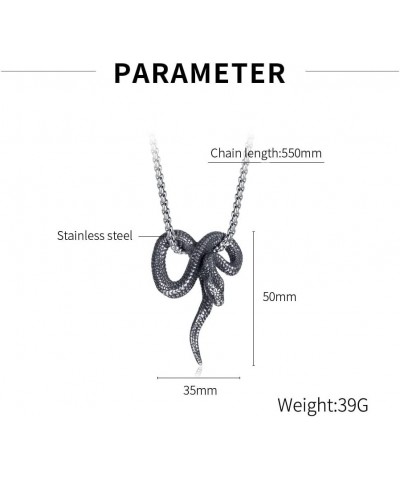 Gothic Snake Pendant Necklace Men's Stainless Steel Vintage Punk Animal Chain Statement Fashion Cocktail Party Hip Hop Cool C...