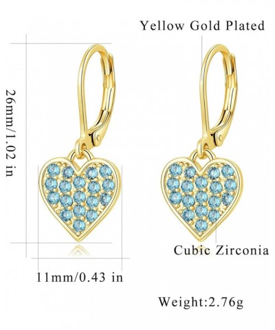 Heart Earrings for Teen Girls, Multi-color Cubic Zircon Heart Dangle Drop Earrings Hypoallergenic Leverback Heart Hoop Earrin...