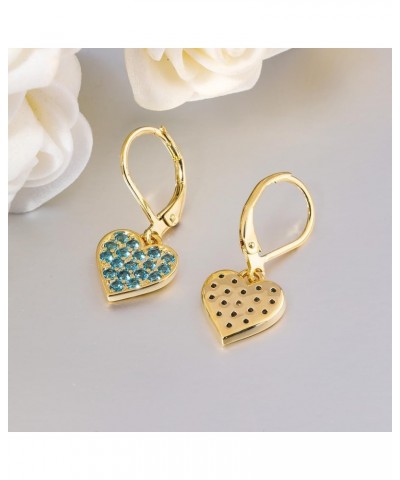 Heart Earrings for Teen Girls, Multi-color Cubic Zircon Heart Dangle Drop Earrings Hypoallergenic Leverback Heart Hoop Earrin...