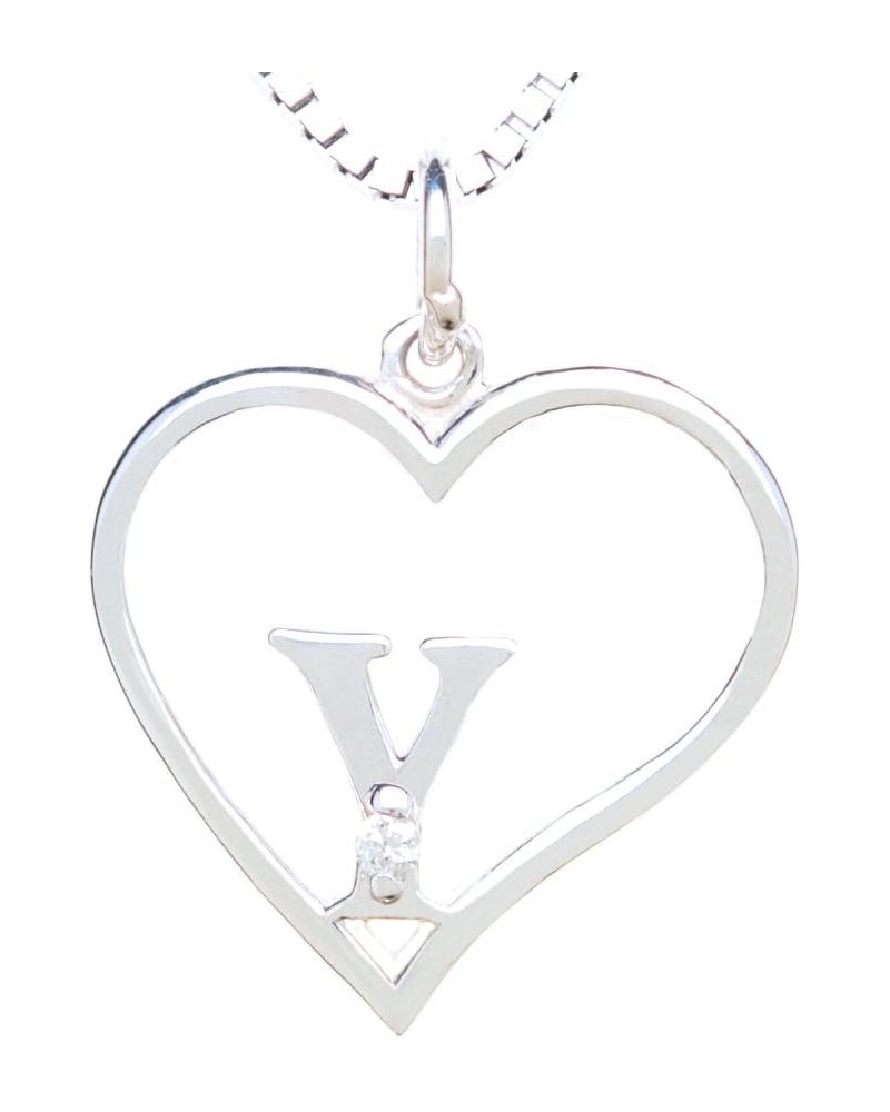 Sterling Silver Diamond Pendant Heart & Letter Letter Y $34.30 Necklaces