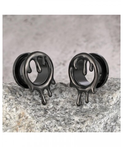 2PCS Flowing Like Water Halloween Ear Tunnels Plugs 316 Stainless Steel Ear Gauges Weight Saddle Plugs Hypoallergenic expande...