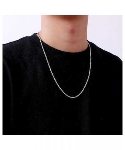 3mm Rope Chain Necklace for Men, Silver Tone Mens Chain Necklace, Stainless Steel Necklace Chain for Men Women and Boys 24.0 ...