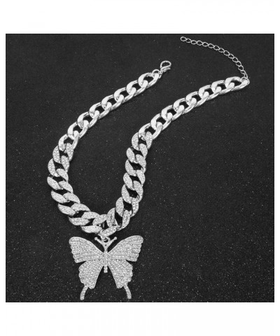 Crystal Butterfly Choker Necklace Sparkly Rhinestone Pendant Necklace Bling Gold Silver Chain Butterfly Jewelry For Women And...