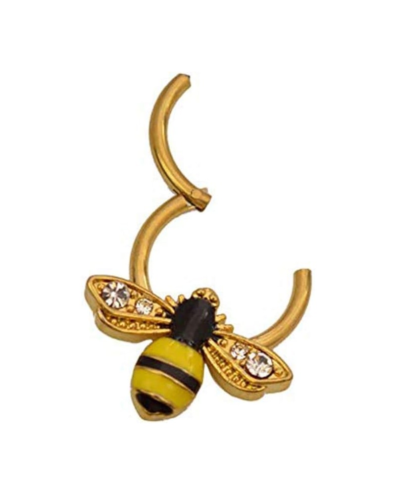 Bumble Bee Hinged Clicker Segment 316L Surgical Steel 16 Gauge 5/16 or 3/8 Sold Each Gold 8.0 Millimeters $11.25 Body Jewelry