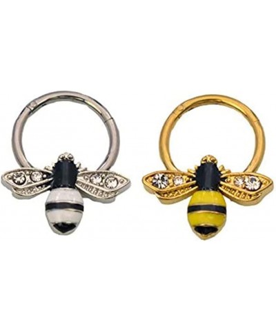 Bumble Bee Hinged Clicker Segment 316L Surgical Steel 16 Gauge 5/16 or 3/8 Sold Each Gold 8.0 Millimeters $11.25 Body Jewelry