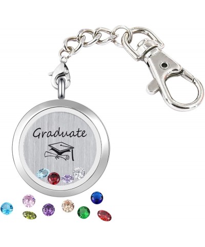 Inspirational Birthstone Grass Locket Keychain Motivational Encouragement Keyring for Women Graduate $7.69 Necklaces