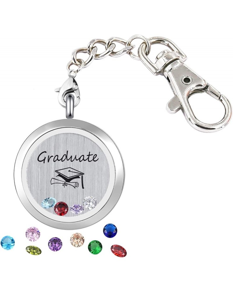 Inspirational Birthstone Grass Locket Keychain Motivational Encouragement Keyring for Women Graduate $7.69 Necklaces