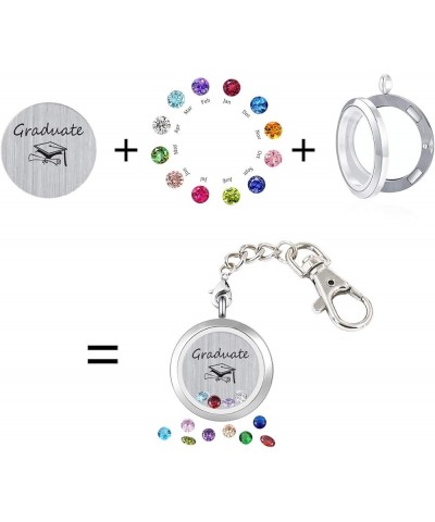 Inspirational Birthstone Grass Locket Keychain Motivational Encouragement Keyring for Women Graduate $7.69 Necklaces