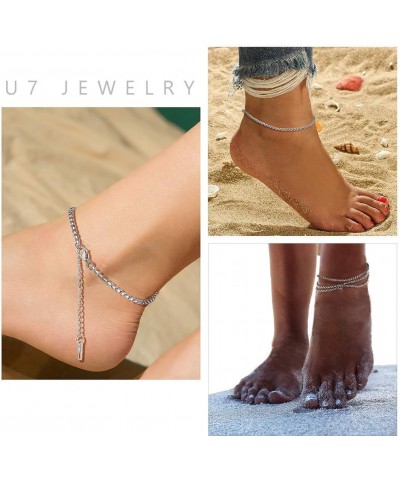 Women Girls Barefoot Jewelry 18K Gold or Rose Gold Stainless Steel Heart/Rope/Figaro/Cuban Chain Anklet Foot Bracelet, 25-30 ...