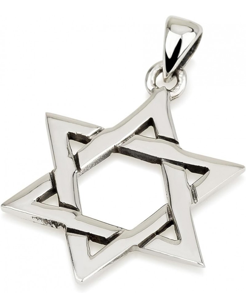 Star of David Necklace for Men, 925 Sterling Silver Pendant with Jewish Star Symbol, Israeli Made Hebrew Israelite Jewelry Ka...