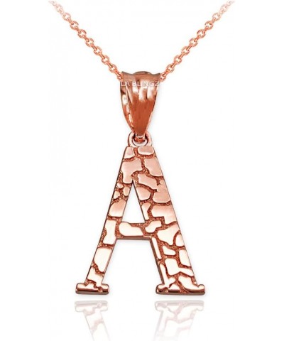 10K Rose Gold Nugget Initial Letter Alphabet Necklace 22.0 Inches Letter A $34.71 Necklaces