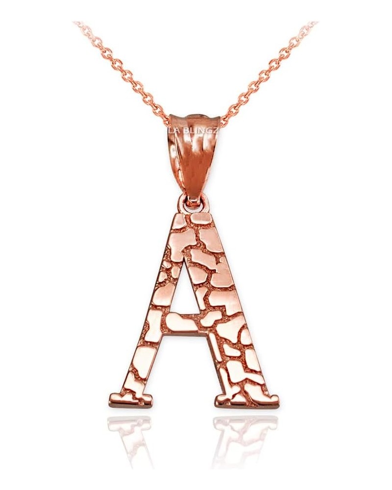 10K Rose Gold Nugget Initial Letter Alphabet Necklace 22.0 Inches Letter A $34.71 Necklaces