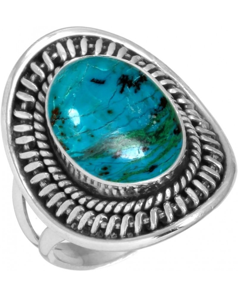 925 Sterling Silver Handmade Ring for Women 10x14 Oval Gemstone Boho Silver Jewelry for Gift (99023_R) Chrysocolla $18.48 Rings