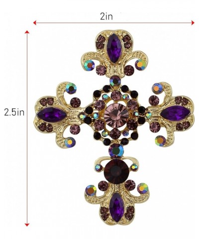 Cross Brooch Pin Antique Inspired Gorgeous Rhinestone Pendant Purple/Gold $11.39 Brooches & Pins