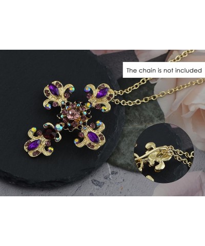 Cross Brooch Pin Antique Inspired Gorgeous Rhinestone Pendant Purple/Gold $11.39 Brooches & Pins