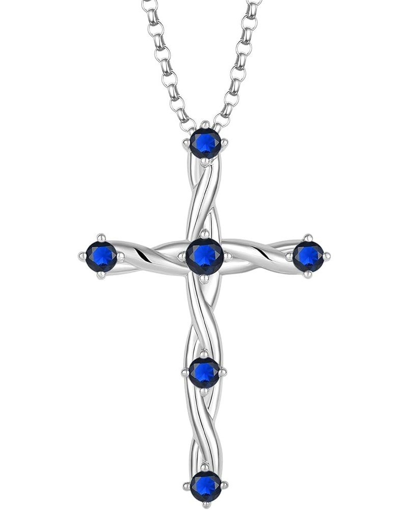 Cross Necklace for Women 925 Sterling Silver Christian Religious Cross Pendant Necklace Cubic Zirconia Birthstone Cross Neckl...