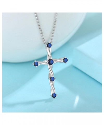 Cross Necklace for Women 925 Sterling Silver Christian Religious Cross Pendant Necklace Cubic Zirconia Birthstone Cross Neckl...