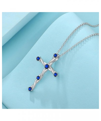 Cross Necklace for Women 925 Sterling Silver Christian Religious Cross Pendant Necklace Cubic Zirconia Birthstone Cross Neckl...