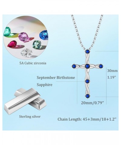 Cross Necklace for Women 925 Sterling Silver Christian Religious Cross Pendant Necklace Cubic Zirconia Birthstone Cross Neckl...