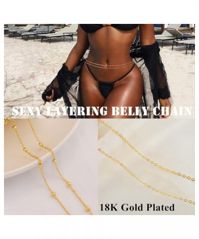 24in-53in Gold Belly Chain Jewelry for Women Layered 18K Gold Plated Belly Beads for The Waist Plus Size Body Chains Gold-A $...