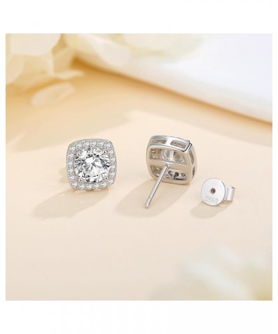 Moissanite Earrings for Women, 925 Sterling Silver Moissanite Diamond Stud Earrings Hypoallergenic White Gold Jewelry Gifts F...